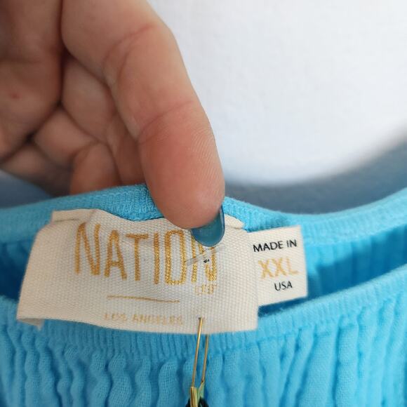 NATION Gauze Midi Dress XXL‎ Blue Plus Size Beach Coastal Resortwear Vacation - Picture 3 of 8